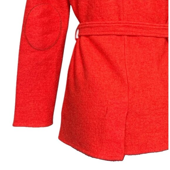 Sparrow Anthropologie 100% Wool Wrap Jacket Belted Cardigan Coatigan OrangeRed M - Picture 9 of 14